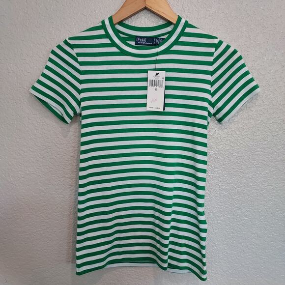 Polo by Ralph Lauren Tops - NEW Polo by Ralph Lauren Shamrock Green & White Striped Short Sleeve Tee Size S